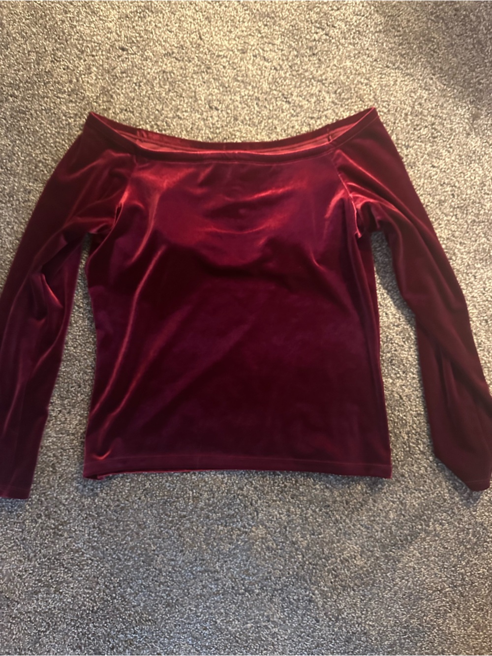 Soft surroundings Velvet Off-Shoulder Long-Sleeve Top in Wine